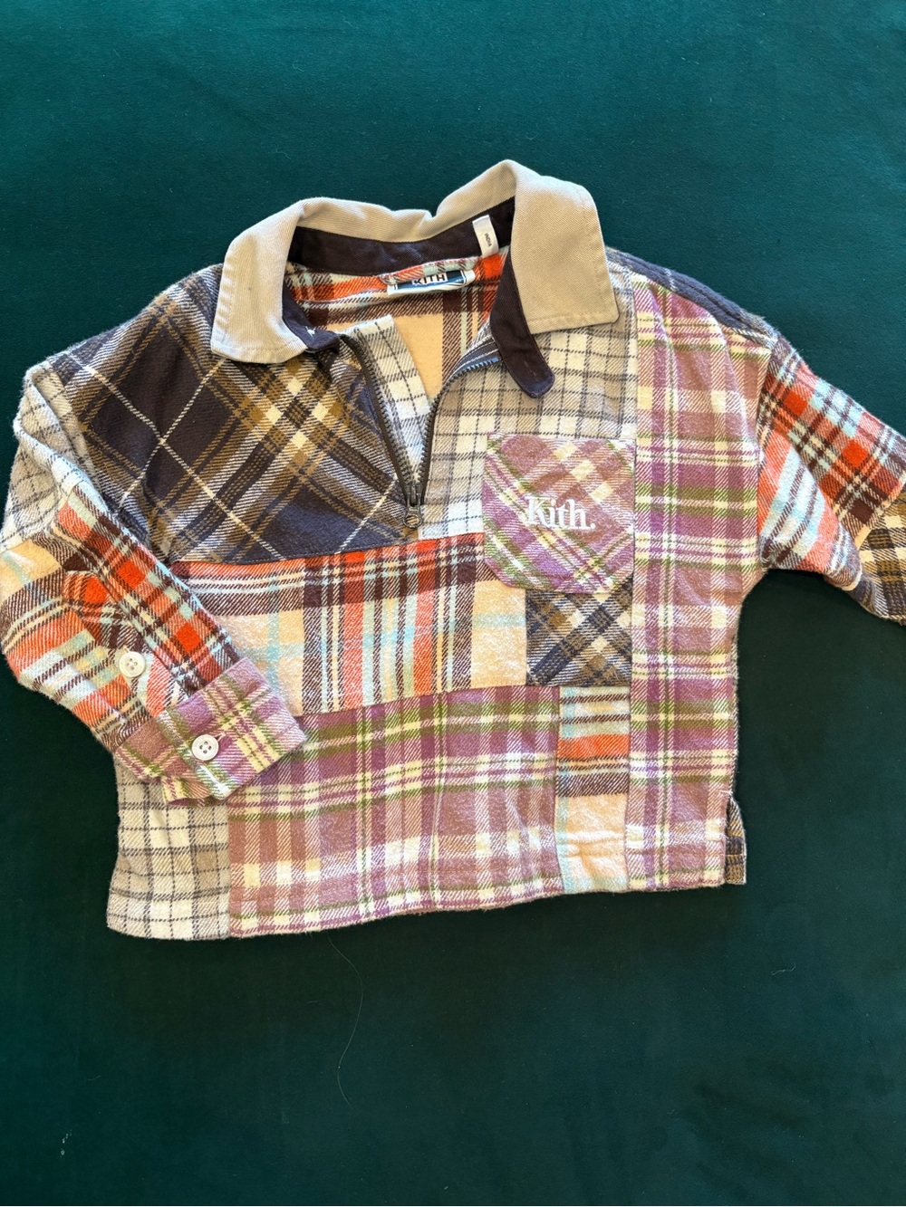 Kith Kids Patchwork Plaid Pullover - Purple, Orange, Tan